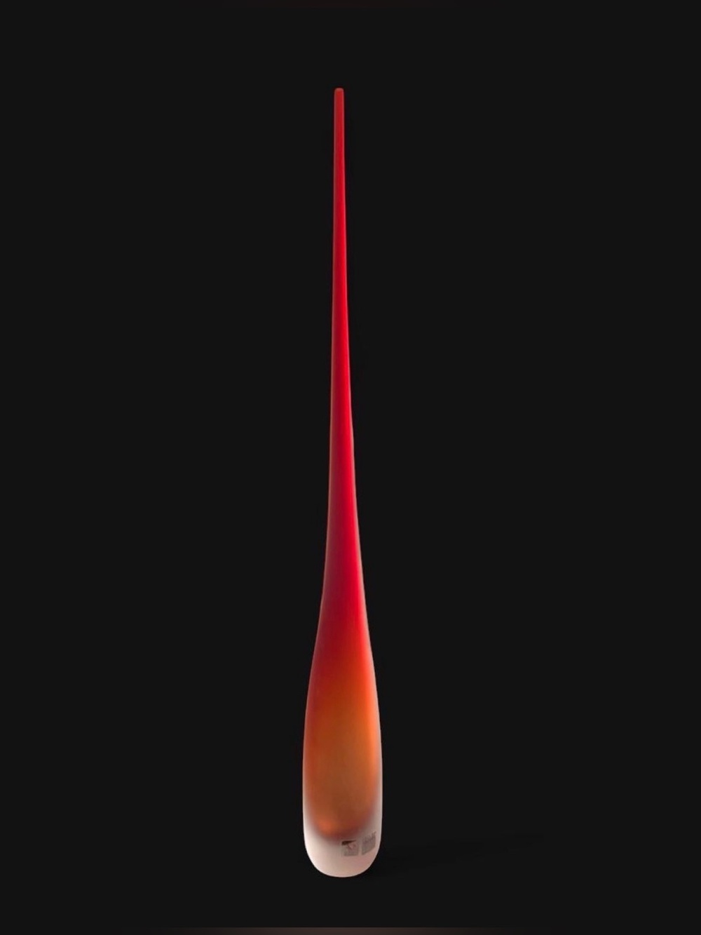Vintage Red & Amber Murano Tall Blown Glass Centerpiece Vase by Vivarini 31”
